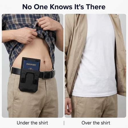 Undercarry Hidden Travel Pouch,Passport,Cash & Card Holder